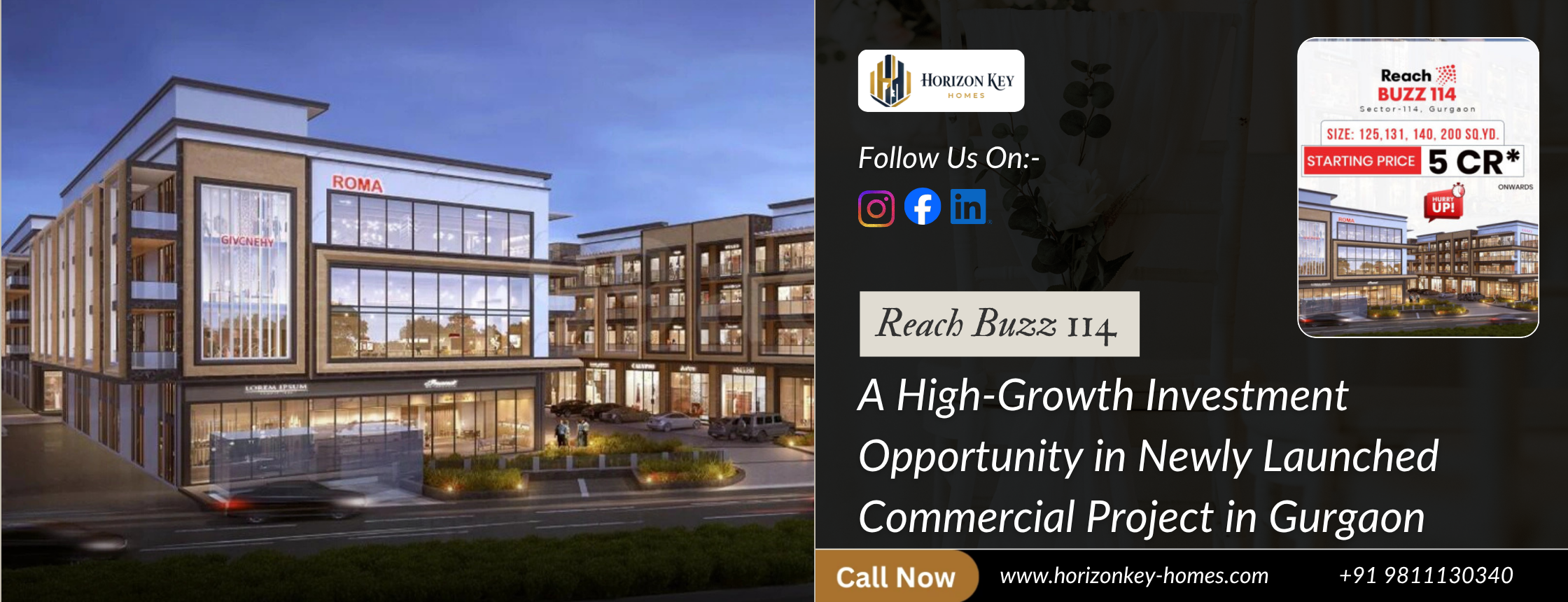 Reach Buzz 114 Dwarka Expressway – A High-Growth Investment Opportunity in Newly Launched Commercial Project in Gurgaon