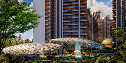 ELAN THE EMPEROR luxury residential towers with modern glass architecture and landscaped gardens in premium real estate development.