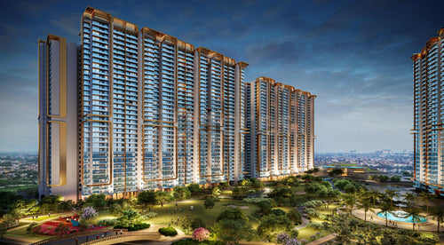 Gaia BPTP luxury residential towers with landscaped gardens and city skyline view, offering premium real estate services in a modern urban setting.